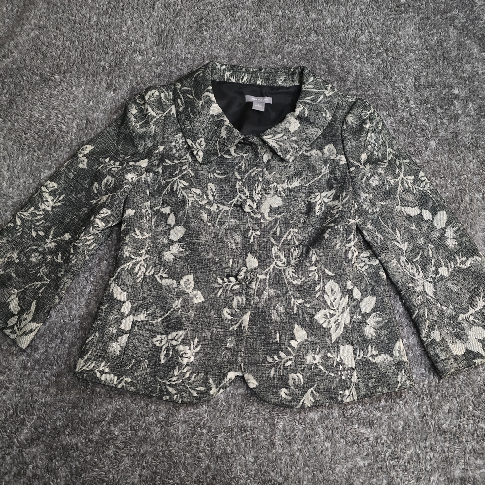 Ann Taylor Floral Blazer - Black and Cream